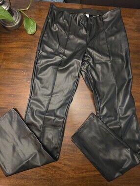 H&M Black Faux Leather Wide-Leg Pants